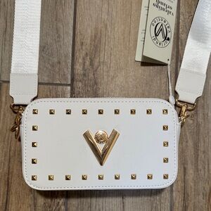 Valentino White Crossbody Bag with Gold Accents
